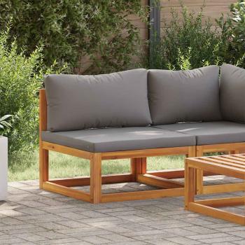 Modular-Mittelsofa mit Dunkelgrauen Kissen Akazie Massivholz