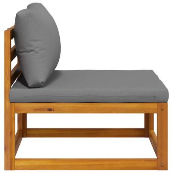 Modular-Mittelsofa mit Dunkelgrauen Kissen Akazie Massivholz