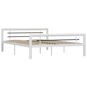 Bettgestell Weiß und Schwarz Metall 140 × 200 cm