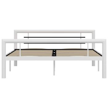 Bettgestell Weiß und Schwarz Metall 140 × 200 cm