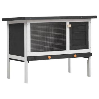 ARDEBO.de - Kaninchenstall 1 Ebene Grau Holz
