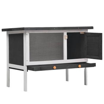 Kaninchenstall 1 Ebene Grau Holz