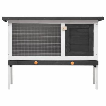 Kaninchenstall 1 Ebene Grau Holz