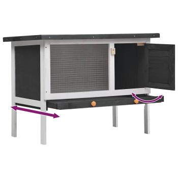 Kaninchenstall 1 Ebene Grau Holz