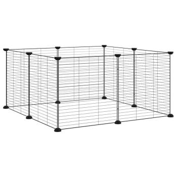 8-Panel-Haustierkäfig Schwarz 70x70x35 cm Stahl