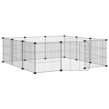 12-Panel-Haustierkäfig mit Tür Schwarz 105x105x35 cm Stahl