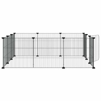 12-Panel-Haustierkäfig mit Tür Schwarz 105x105x35 cm Stahl
