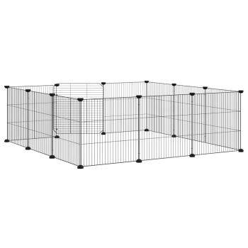 12-Panel-Haustierkäfig mit Tür Schwarz 105x105x35 cm Stahl