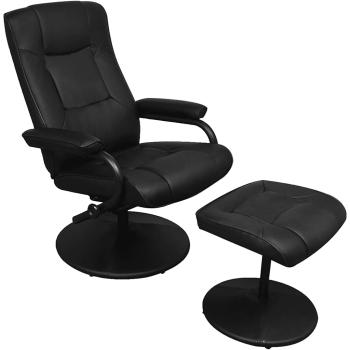 ARDEBO.de - TV-Sessel mit Fu?hocker Schwarz Kunstleder