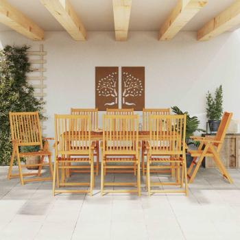 ARDEBO.de - 9-tlg. Garten-Essgruppe 180x90x75 cm Massivholz Akazie