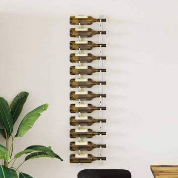 ARDEBO.de - Wand-Weinregal für 12 Flaschen Weiß Eisen