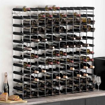 ARDEBO.de - Weinregal für 120 Flaschen Schwarz Massivholz Kiefer