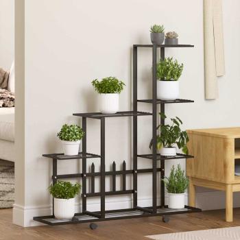 ARDEBO.de - Blumenständer auf Rollen 94,5x25x92,5 cm Schwarz Metall