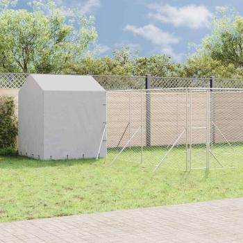 ARDEBO.de - Outdoor-Hundezwinger mit Dach Silbern 6x6x2,5m Verzinkter Stahl