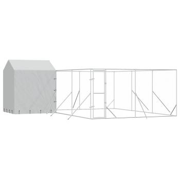 Outdoor-Hundezwinger mit Dach Silbern 6x6x2,5m Verzinkter Stahl