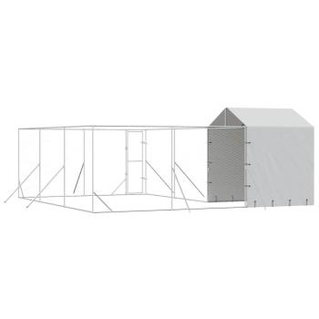 Outdoor-Hundezwinger mit Dach Silbern 6x6x2,5m Verzinkter Stahl