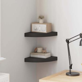 ARDEBO.de - Eck-Schweberegale 2 Stk. Schwarz 25x25x3,8 cm MDF
