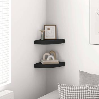 Eck-Schweberegale 2 Stk. Schwarz 25x25x3,8 cm MDF