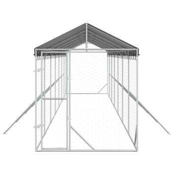 Outdoor-Hundezwinger mit Dach Silbern 2x14x2,5 m Stahl Verzinkt