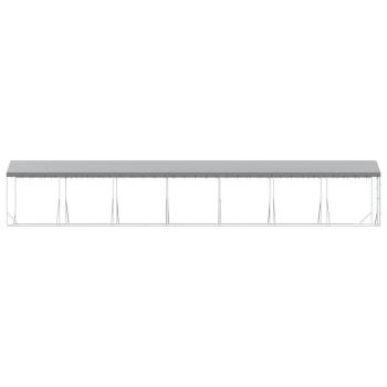 Outdoor-Hundezwinger mit Dach Silbern 2x14x2,5 m Stahl Verzinkt