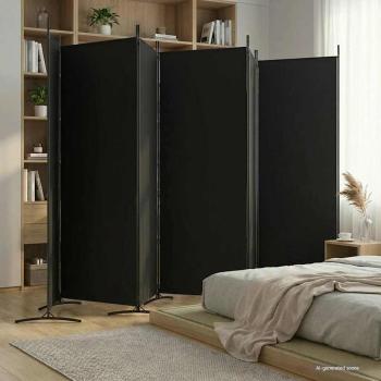 ARDEBO.de - 6-tlg. Paravent Schwarz 520x180 cm Stoff