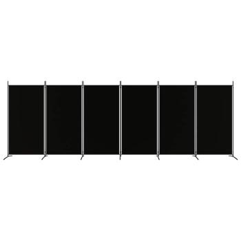 6-tlg. Paravent Schwarz 520x180 cm Stoff