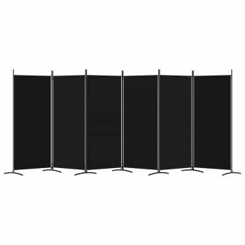 6-tlg. Paravent Schwarz 520x180 cm Stoff