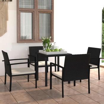 ARDEBO.de - Garten-Essgruppe 5-teilig Schwarz Poly-Rattan