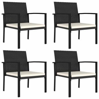 Garten-Essgruppe 5-teilig Schwarz Poly-Rattan