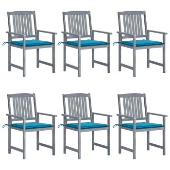 ARDEBO.de - Gartenstühle mit Kissen 6 Stk. Massivholz Akazie Grau