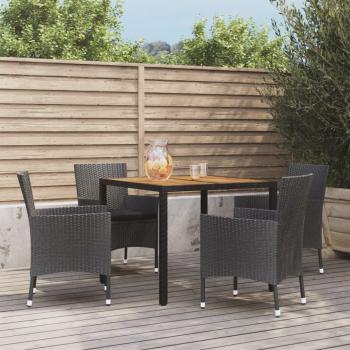 ARDEBO.de - 5-tlg. Garten-Essgruppe mit Kissen Schwarz Poly Rattan