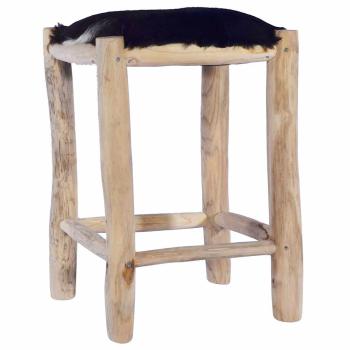 ARDEBO.de - Barhocker Echtes Ziegenfell und Teak Massivholz