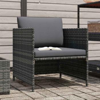 Gartensofa mit Kissen Grau Poly Rattan