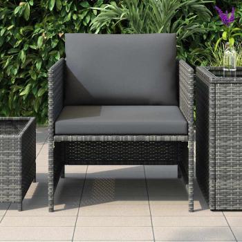 Gartensofa mit Kissen Grau Poly Rattan