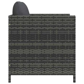 Gartensofa mit Kissen Grau Poly Rattan