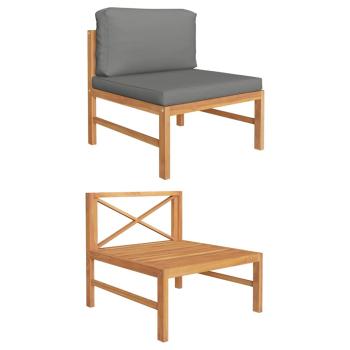 ARDEBO.de - Mittelsofa mit Dunkelgrauen Kissen Massivholz Teak