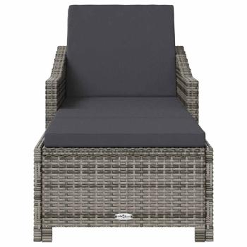 Sonnenliege mit Dunkelgrauer Auflage Poly Rattan Grau