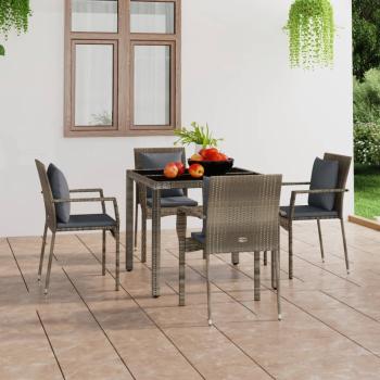 ARDEBO.de - Gartenstühle mit Kissen 4 Stk. Poly Rattan Grau