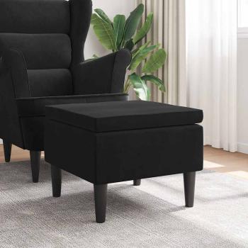 ARDEBO.de - Hocker mit Holzbeinen Schwarz Samt