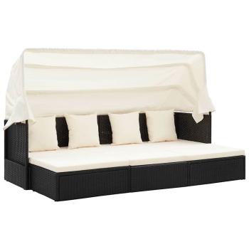 ARDEBO.de - Garten-Sonneninsel mit Dach Schwarz Poly Rattan