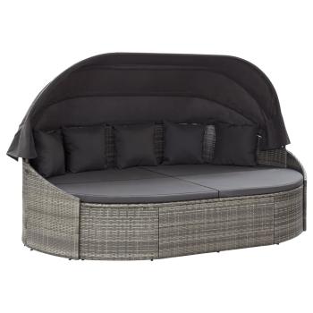 ARDEBO.de - Outdoor-Loungebett mit Dach Grau