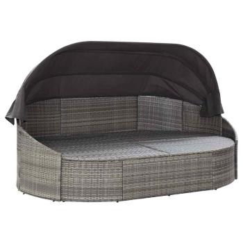 Outdoor-Loungebett mit Dach Grau