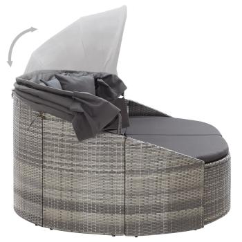 Outdoor-Loungebett mit Dach Grau