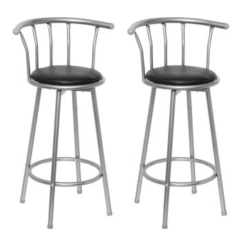 ARDEBO.de - Barhocker 2 Stk. Schwarz Kunstleder
