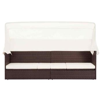 Gartensofa mit Sonnendach Poly Rattan Braun