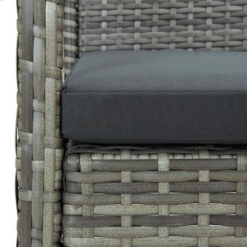 Gartenstuhl mit Kissen Poly Rattan Grau