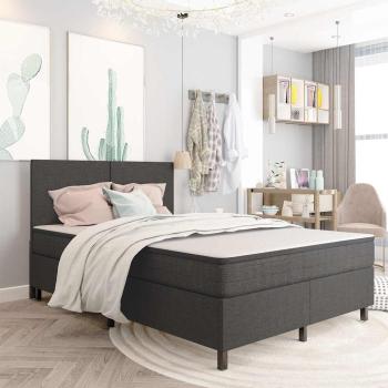 ARDEBO.de - Boxspring-Bettgestell Grau Stoff 180x200 cm