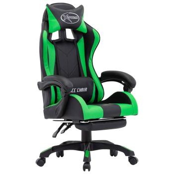 ARDEBO.de - Gaming-Stuhl mit Fußstütze Grün und Schwarz Kunstleder