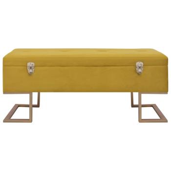 Bank mit Staufach 105 cm Senfgelb Samt