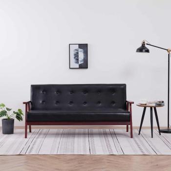 ARDEBO.de - Sofa 3-Sitzer Schwarz Kunstleder
